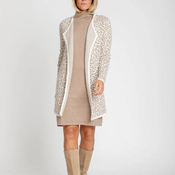 Burgess St. Moritz Open Coat, Cotton/Cashmere/Mohair Animal Print Cardigan, M - Picture 7 of 7